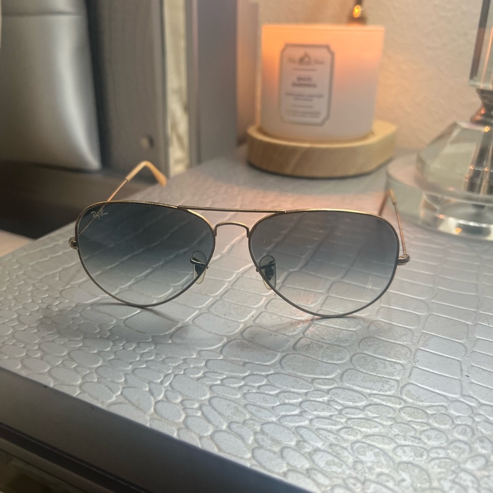 Ray-Ban Gold and Gray Aviator Sunglasses